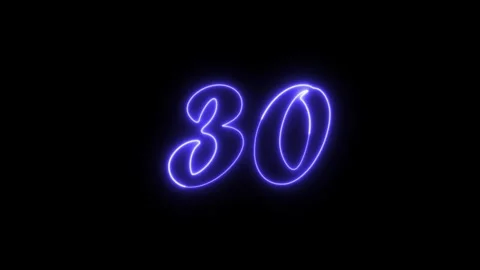 Neon text 30 number countdown icon background 4k animation. Stock Footage 327757216