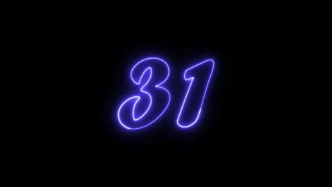 Neon text 31 number countdown icon background 4k animation. Video stock 327757221