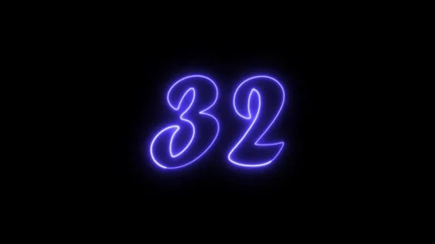 Neon text 32 number countdown icon background 4k animation. Stock Footage 327757230