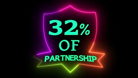 Neon Text 32% Partnership Loop Animation Business Concept Stock Footage 329542738