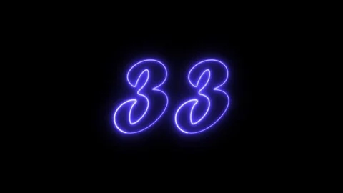 Neon text 33 number countdown icon background 4k animation. Stock Footage 327757227