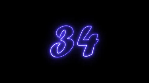 Neon text 34 number countdown icon background 4k animation. Stock Footage 327757232
