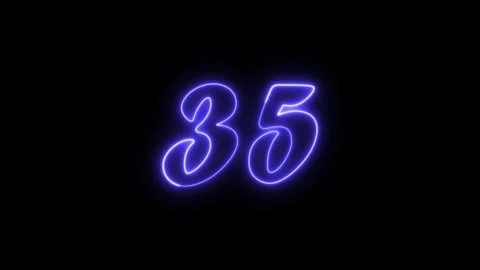 Neon text 35 number countdown icon background 4k animation. Stock Footage 327757238
