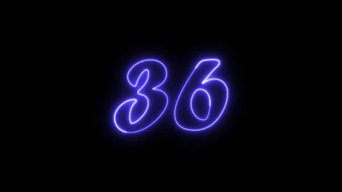 Neon text 36 number countdown icon background 4k animation. Stock Footage 327757240