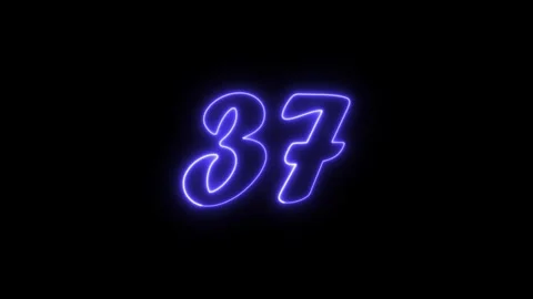 Neon text 37 number countdown icon background 4k animation. Stock Footage 327757242