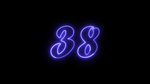 Neon text 38 number countdown icon background 4k animation. Stock Footage 327757245