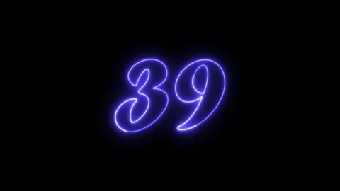 Neon text 39 number countdown icon background 4k animation. Stock Footage 327757246
