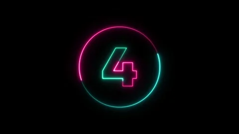 Neon text 4 number icon background. neon glowing countdown number 4, Number.. Stock Footage 327756785