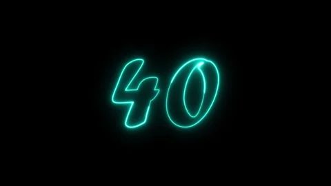 Neon text 40 number countdown icon background 4k animation. Stock Footage 327757253