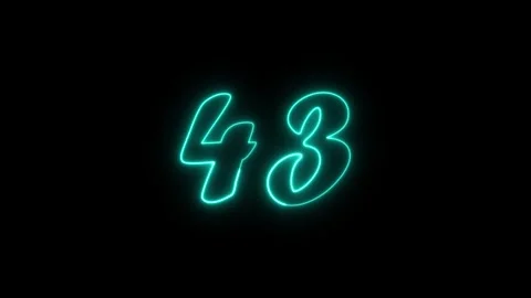 Neon text 43 number countdown icon background 4k animation. Stock Footage 327757259