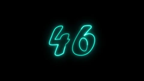 Neon text 46 number countdown icon background 4k animation. Stock Footage 327757288