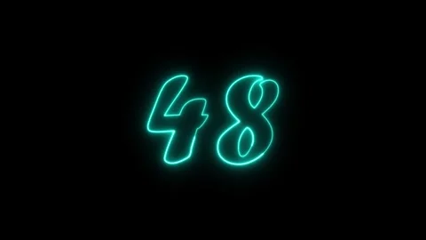 Neon text 48 number countdown icon background 4k animation. Stock Footage 327757277