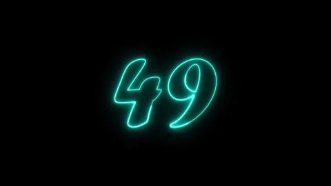 Neon text 49 number countdown icon background 4k animation. Video stock 327757280