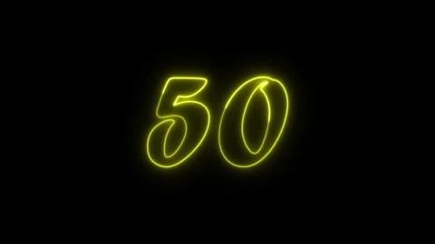 Neon text 50 number countdown icon background 4k animation. Stock Footage 327757287