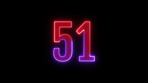 Neon text 51 number countdown icon background 4k animation. Stock Footage 327757279