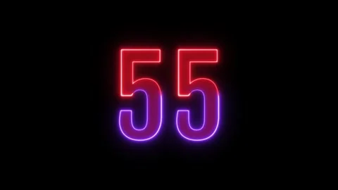 Neon text 55 number countdown icon background 4k animation. Stock Footage 327757307