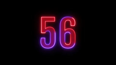 Neon text 56 number countdown icon background 4k animation. Stock Footage 327757319