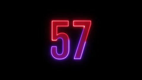 Neon text 57 number countdown icon background 4k animation. Stock Footage 327757300