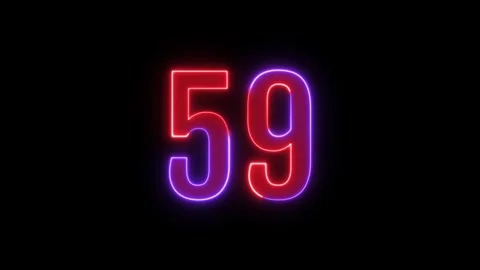 Neon text 59 number countdown icon background 4k animation. Stock Footage 327757325