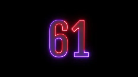 Neon text 61 number countdown icon background 4k animation. Stock Footage 327757331