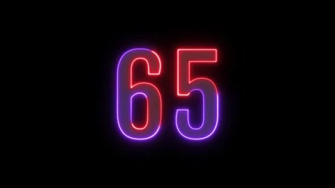 Neon text 65 number countdown icon background 4k animation. Stock Footage 327757332