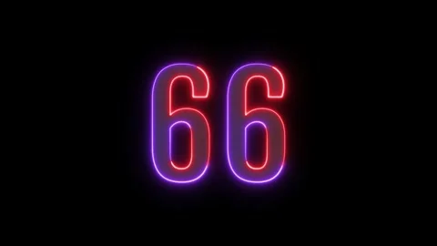 Neon text 66 number countdown icon background 4k animation. Stock Footage 327757333