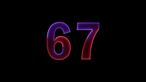 Neon text 67 number countdown icon background 4k animation. Stock Footage 327757345