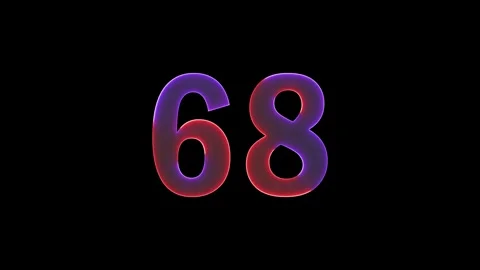 Neon text 68 number countdown icon background 4k animation. Stock Footage 327757346