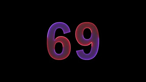 Neon text 69 number countdown icon background 4k animation. Stock Footage 327757339