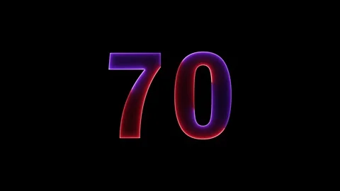 Neon text 70 number countdown icon background 4k animation. Stock Footage 327757341