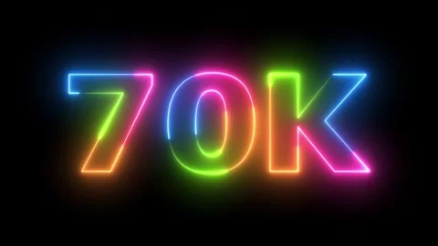 Neon Text 70K Views Display Motion Graphic, Colorful Neon Number Animated o.. 库存影片 330419493