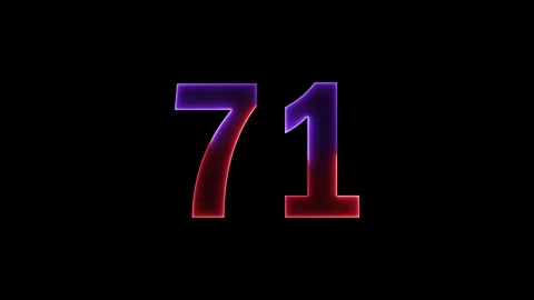 Neon text 71 number countdown icon background 4k animation. Stock Footage 327757343
