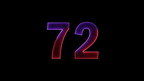 Neon text 72 number countdown icon background 4k animation. Stock Footage 327757350