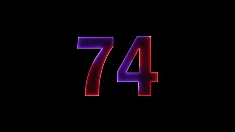 Neon text 74 number countdown icon background 4k animation. Stock Footage 327757353