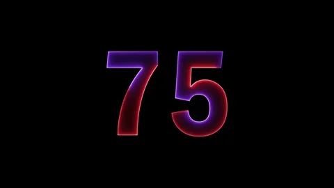 Neon text 75 number countdown icon background 4k animation. Stock Footage 327757360