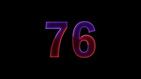 Neon text 76 number countdown icon background 4k animation. Stock Footage 327757358