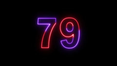 Neon text 79 number countdown icon background 4k animation. Stock Footage 327757379