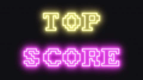 Neon text 8 bit top score Stock Footage 194394349