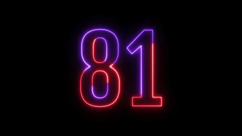 Neon text 81 number countdown icon background 4k animation. Stock Footage 327757397