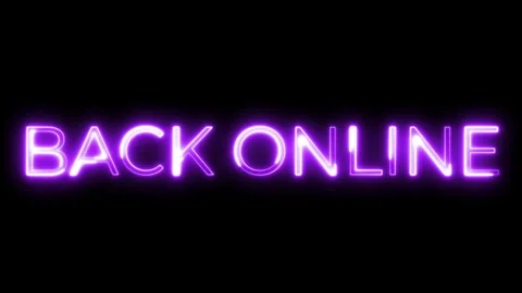 Neon Text Animation Back Online Notification Stock Footage 321097992