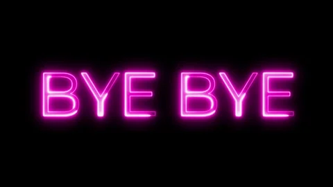 Neon Text Animation Bye Bye Farewell Message Stock Footage 321097962