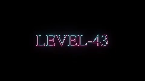 Neon text animation displaying level 43 with colorful glowing outlines agai.. 動画素材 331531062