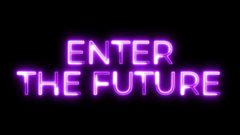 Neon Text Animation Enter the Future SciFi Message Stock Footage 321097931