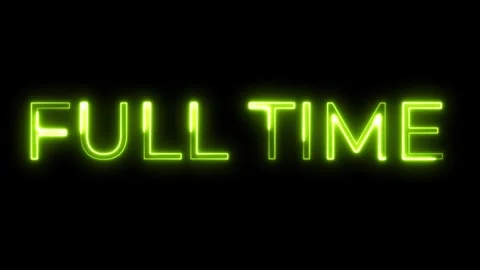 Neon Text Animation Full Time Status Display Stock Footage 321097898