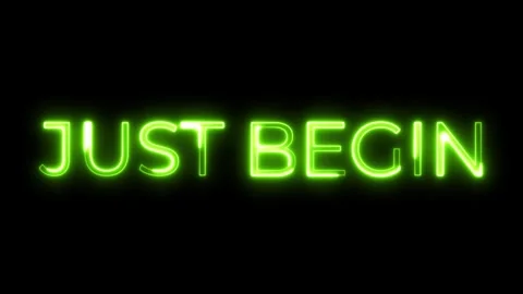 Neon Text Animation Just Begin Motivation Message Video stock 321097891