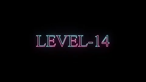 Neon text animation for level 14 on dark background, glowing purple and blu.. 動画素材 331531017