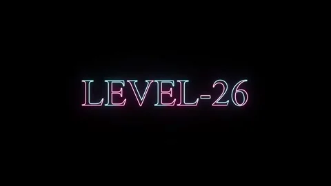 Neon text animation level-26 glowing vibrant pink and cyan on a dark backgr.. 動画素材 331531037