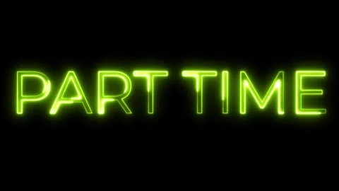 Neon Text Animation – Part Time Announcement Video stock 321097800