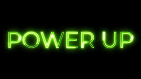 Neon Text Animation – Power Up Boost Message Video stock 321097786