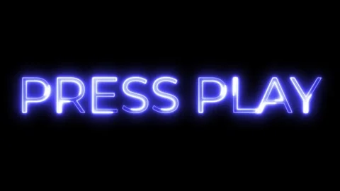 Neon Text Animation – Press Play Start Prompt Stock Footage 321097776